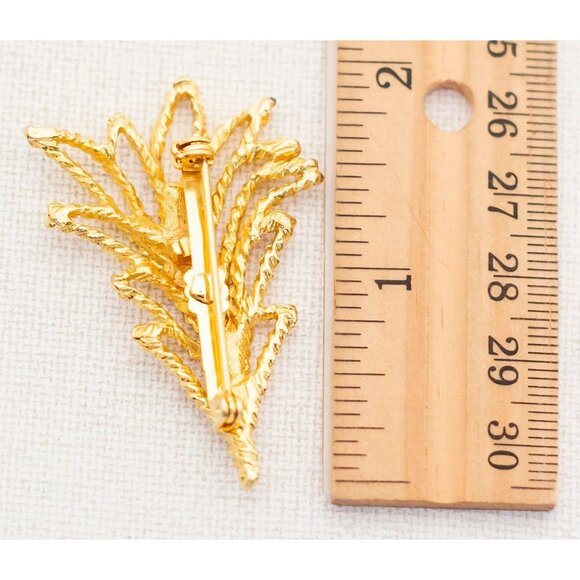 Vintage Abstract Gold Tone Christmas Pine Tree Holiday Brooch - A11 - Picture 3 of 3
